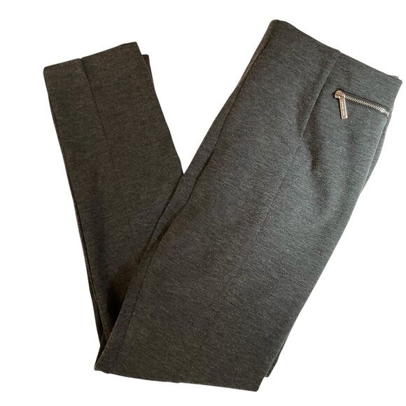 Michael Kors Charcoal Gray Seamed Zip Pockets Ponte Knit Ankle Pants, 8 - Picture 2 of 15